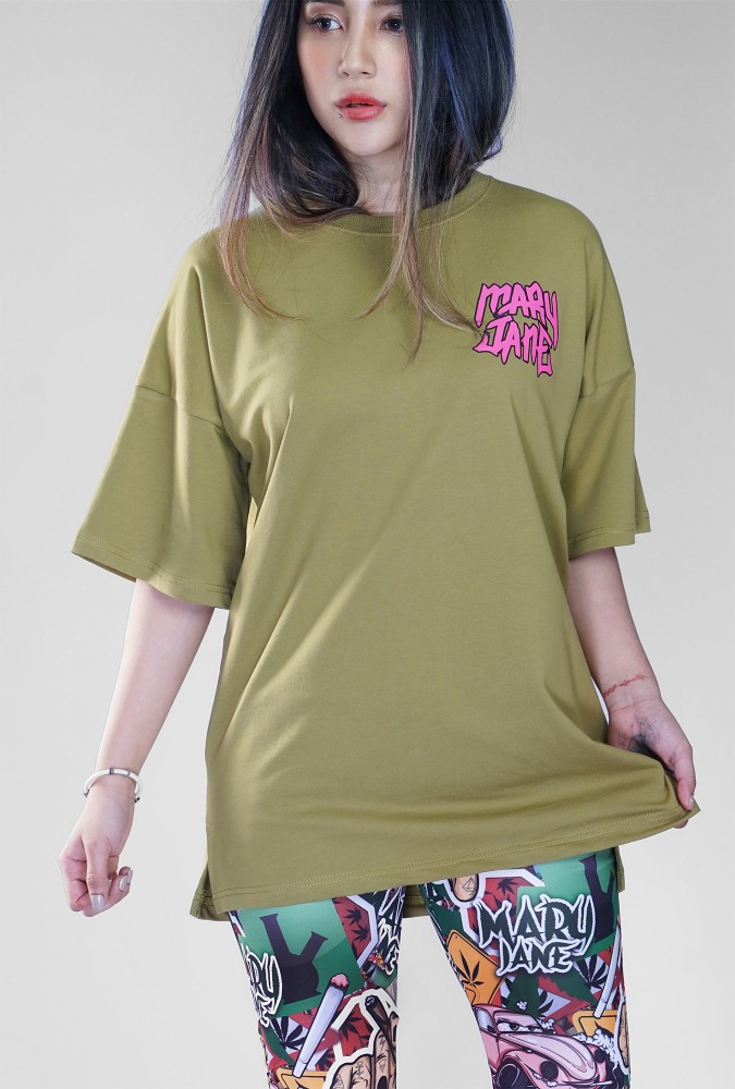 Mary Jane Girl T-Shirt (Armygreen) Design 2